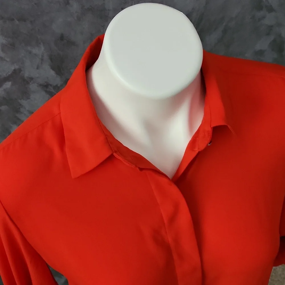 Mossimo Orange Button Down Womens Blouse Sz Small NEW - Picture 2 of 7